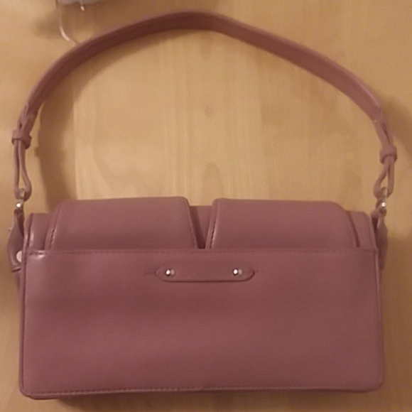 Cole Haan Mauve Small Leather Baguette Handbag with Silvertone Hardware - Picture 5 of 16